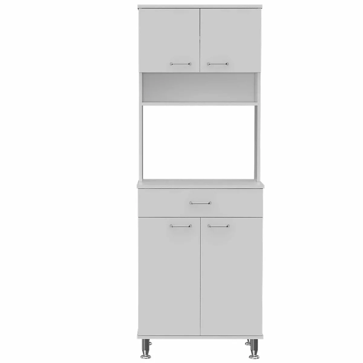 FM FURNITURE FM FURNITURE FM4448ALB White Pantry Cabinet 4 Doors 1 Drawer 22.3H 23.6W 13.9D — product photo