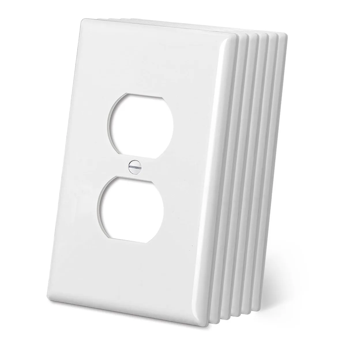 Six glossy white rectangular jumbo duplex switch plates, each 3.5 by 5.5 inches