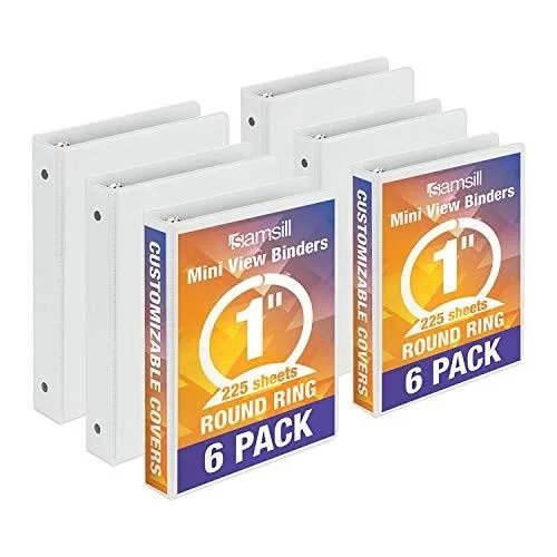 Samsill Samsill MP28507 Binder 1" 8.5 x 5.5 White 6pk — product photo