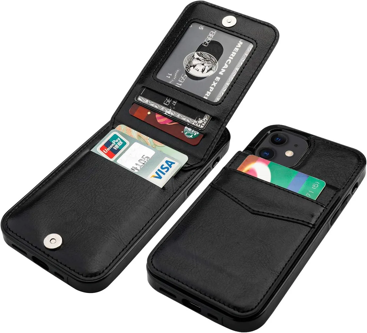 TAURKENAM TAURKENAM iPhone 12/12 Pro Wallet Case Black 6.1 inch — product photo