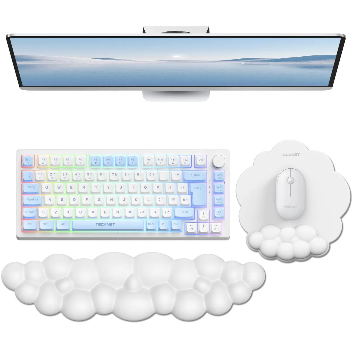  TECKNET MGM01142 Cloud Mouse Pad with Wrist Rest White 16.9 x 9.8 in — product photo