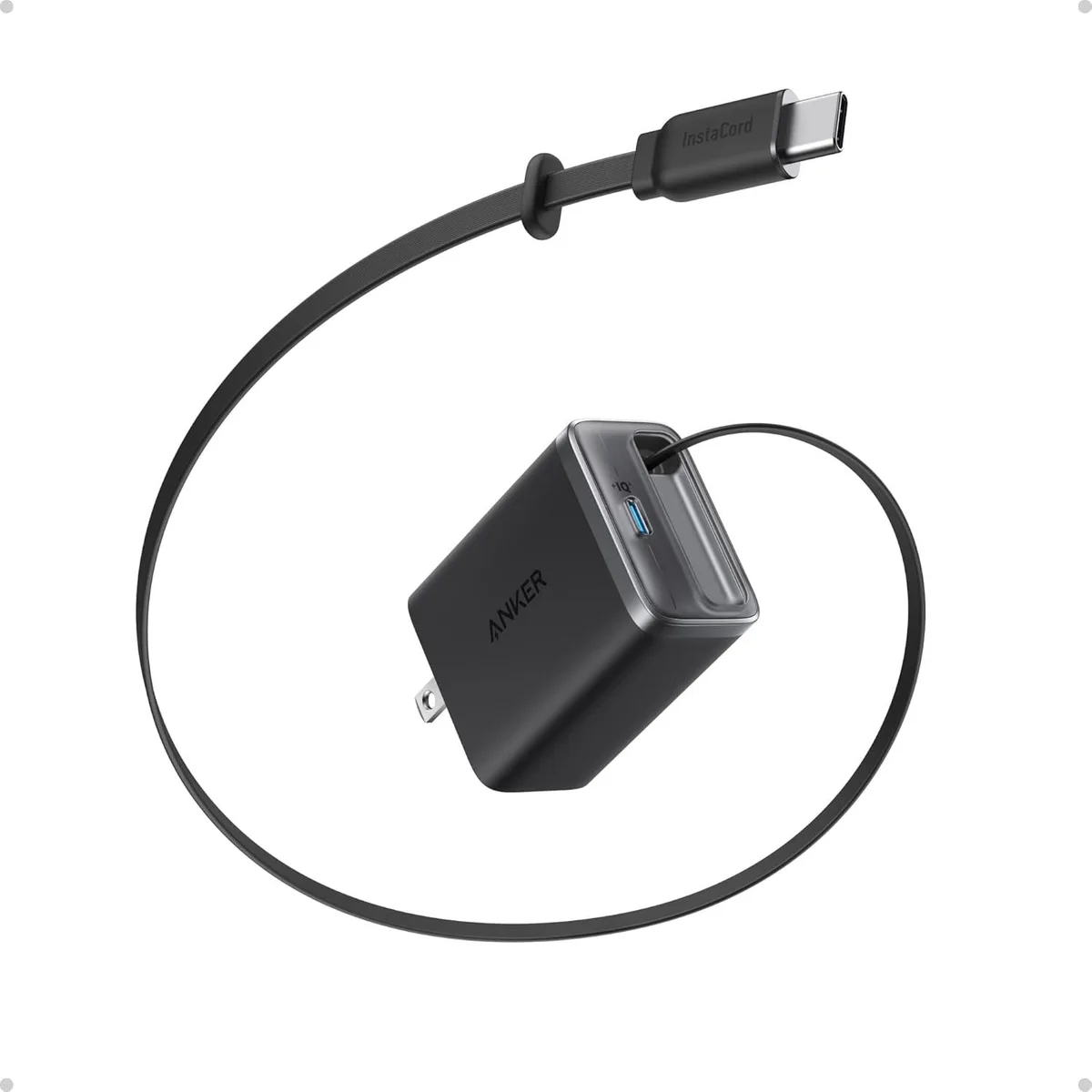 ONITOON ONITOON 35W 2-Port USB-C Charger with Retractable Cable Black — product photo