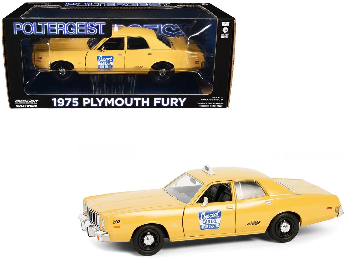 GREENLIGHT GREENLIGHT 1975 Plymouth Fury Taxi "Crescent Cab Co." Yellow 1/24 Diecast — product photo