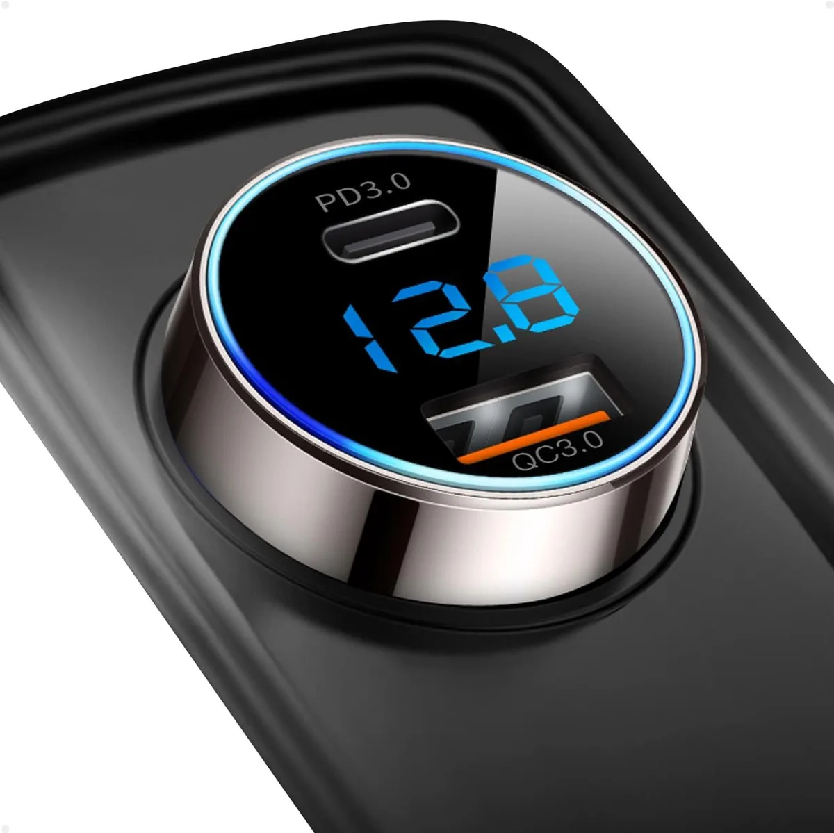 Leelbox Leelbox Pure Copper 45W Dual USB Car Charger 27W PD QC3.0 LED Voltmeter — product photo
