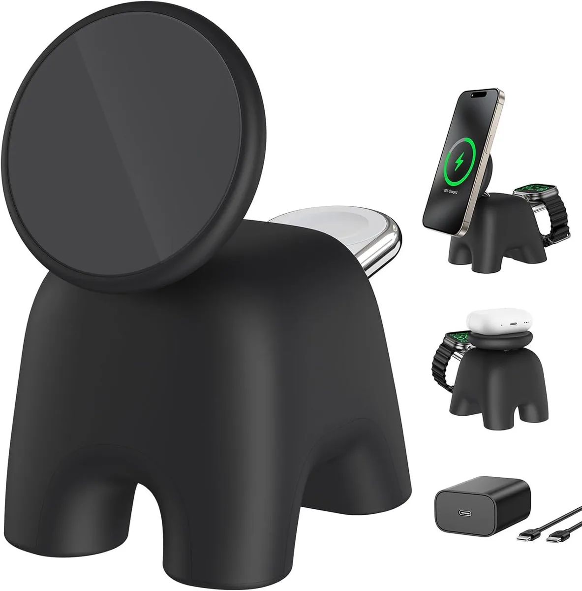 FLEANE FLEANE 2025 Magnetic Wireless Charger 15W iPhone 12-17 5W Watch AirPods 2-in-1 Foldable 30W Adapter — product photo