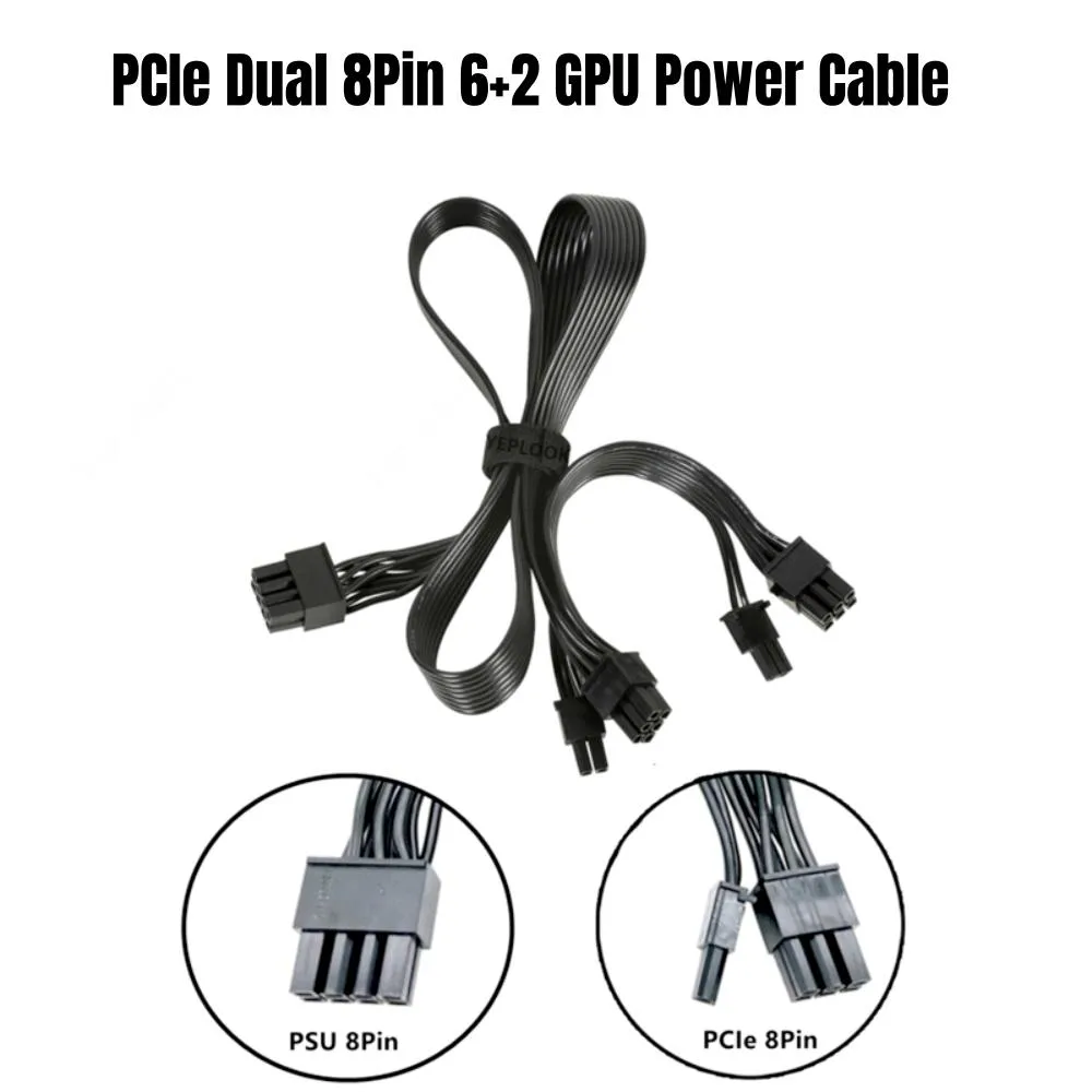 YEPLOOK YEPLOOK 8Pin to Dual 6+2Pin PCIe GPU Power Cable for Corsair HX PLATINUM Type 4 18AWG 60+20CM — product photo