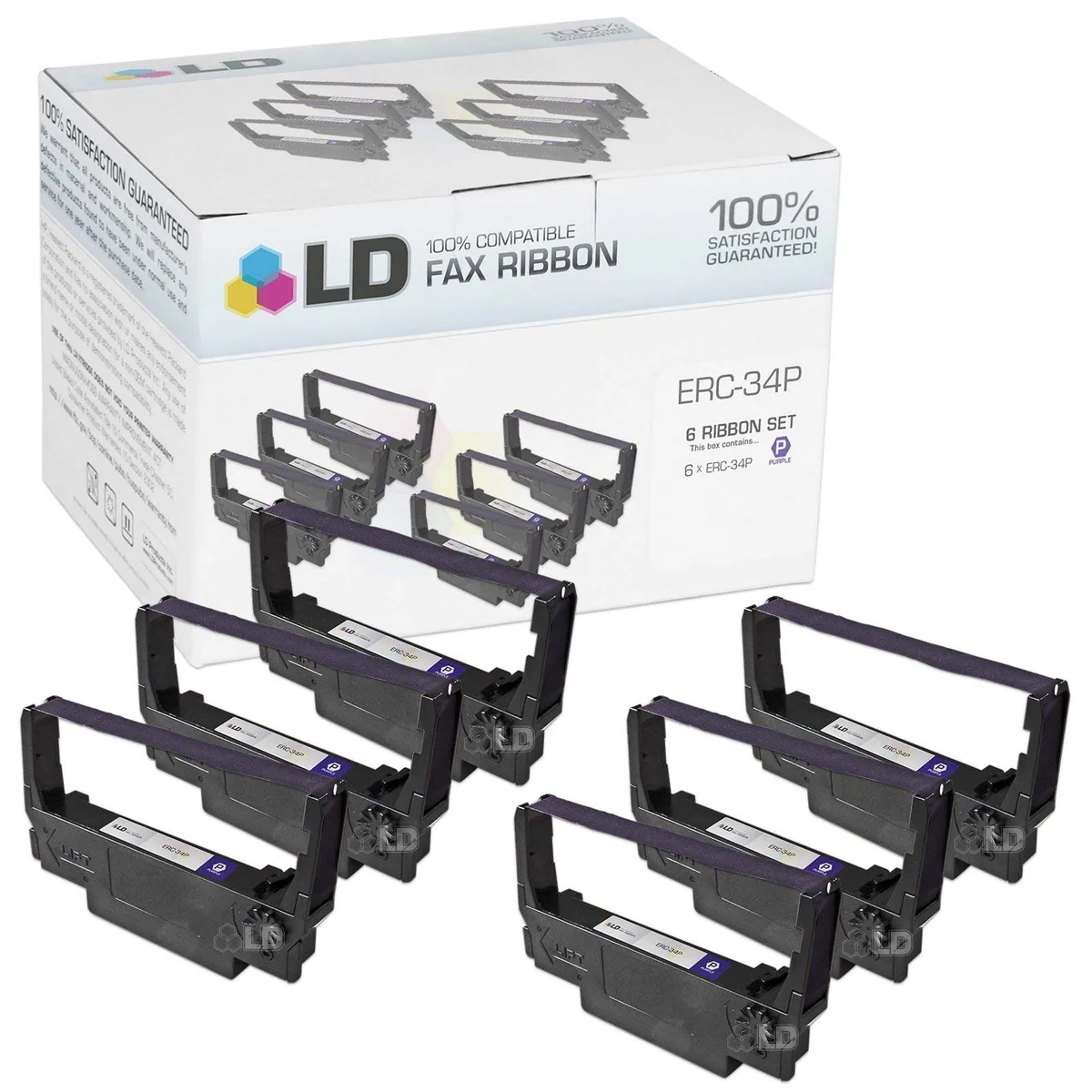 LD Products LD Products ERC-34P Purple Printer Ribbon 6 Pack — product photo