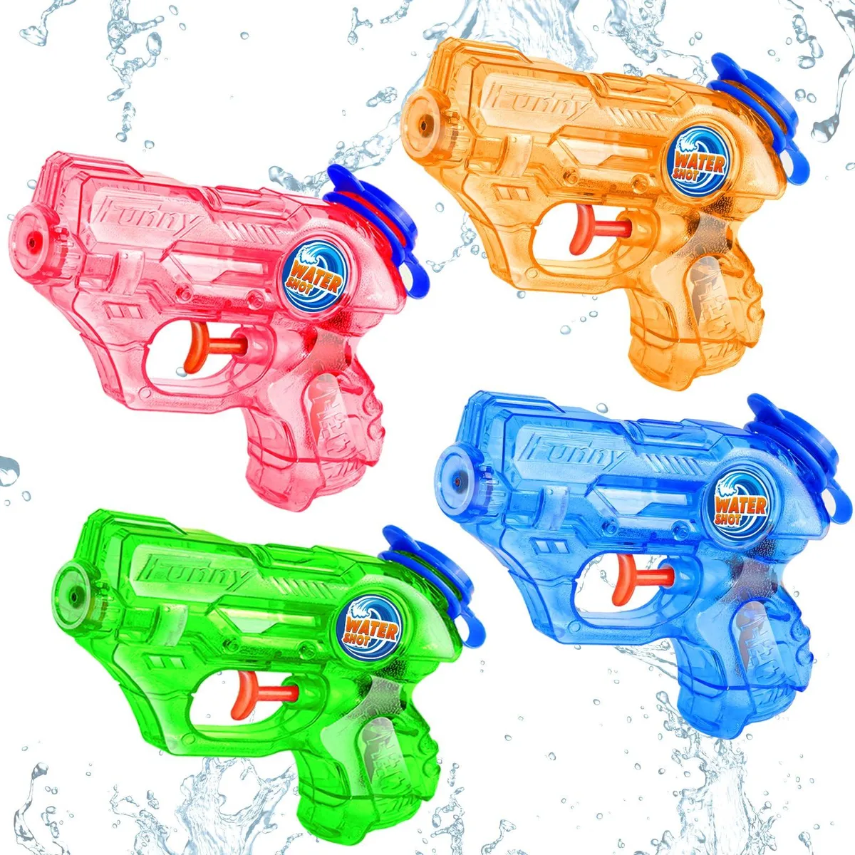  FILKAMD 4-Pack Mini Water Guns 6.8 fl oz 20-23ft Range — product photo