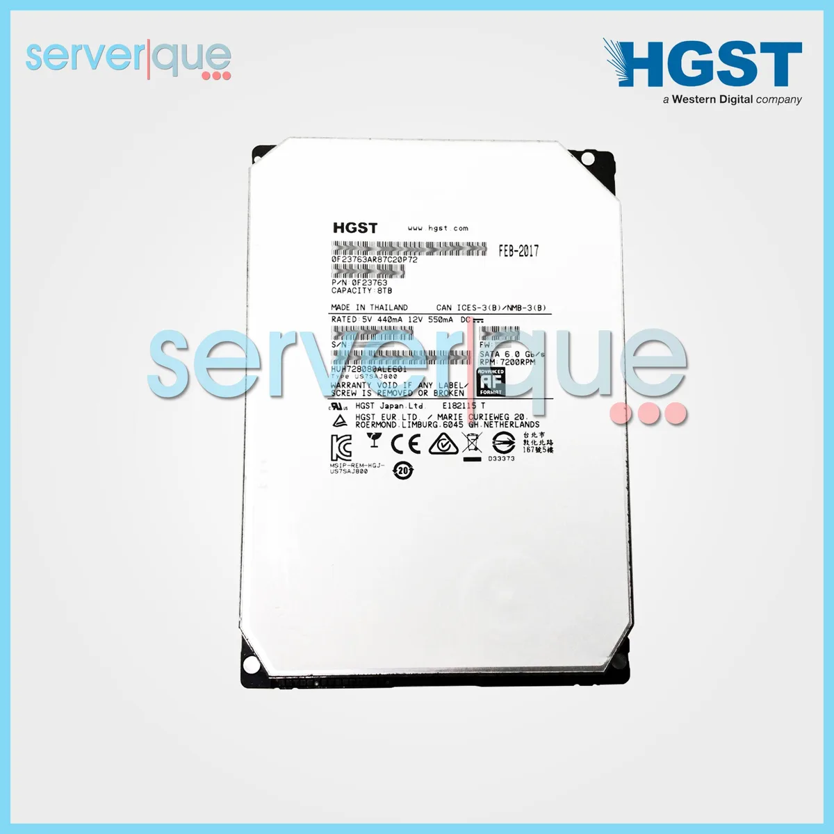 HGST HGST Ultrastar He8 8TB 7200 RPM 3.5" SATA Internal Hard Drive — product photo