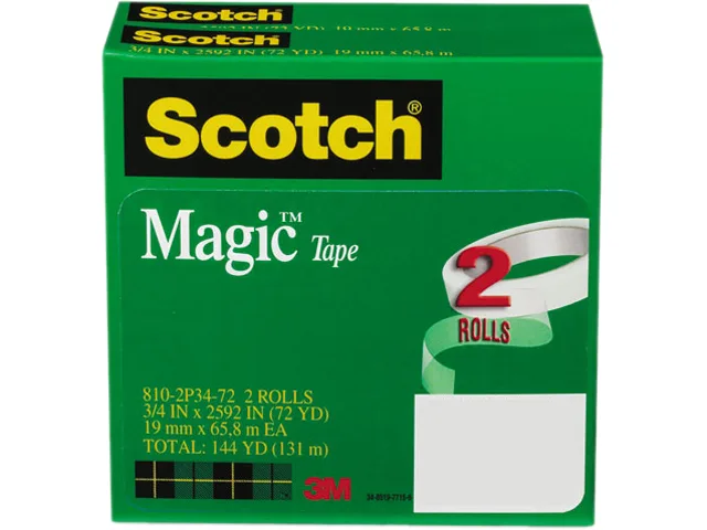 3M 3M 810-2P34-72 Magic Tape 3/4" x 2592" 3" Core 2 Rolls — product photo