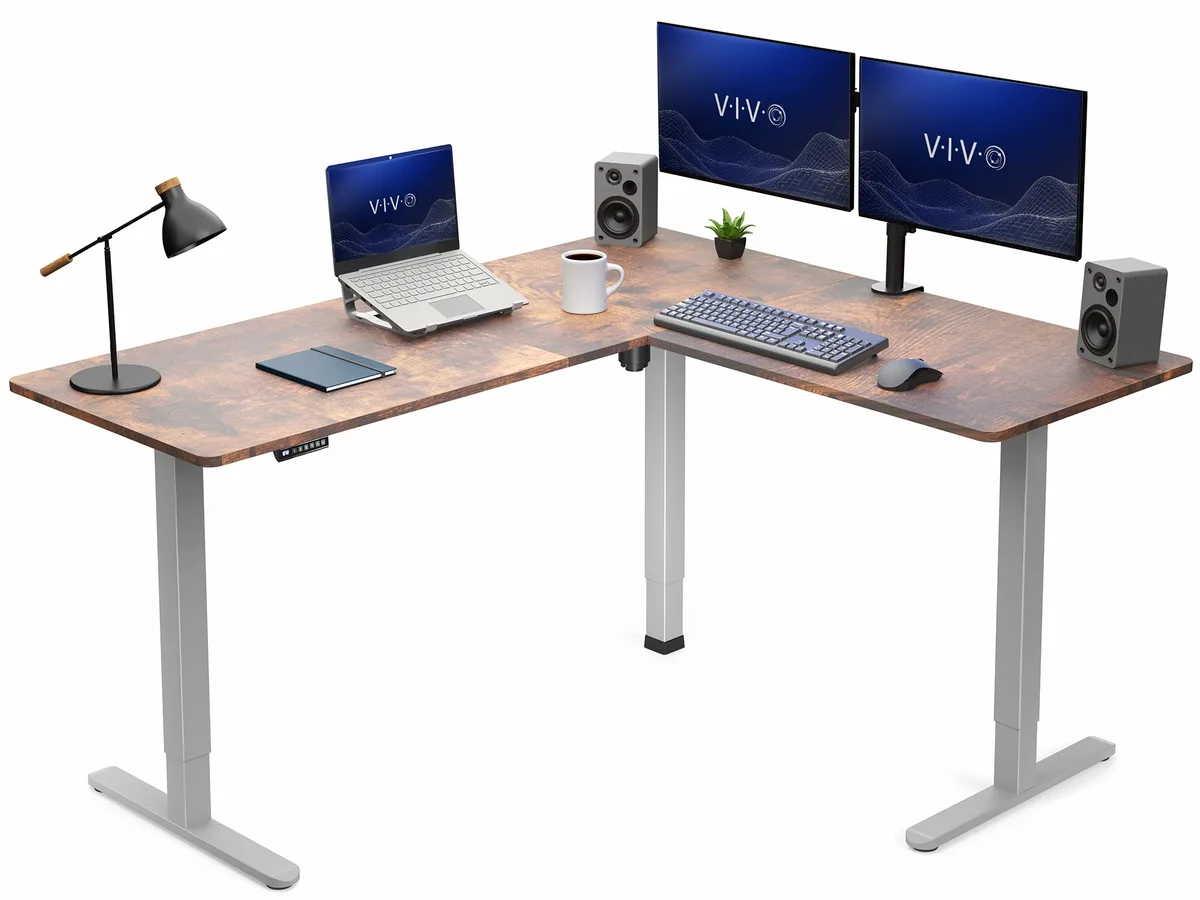 VIVO VIVO Vintage Brown/Gray Electric Corner Desk 63 x 55.2 — product photo