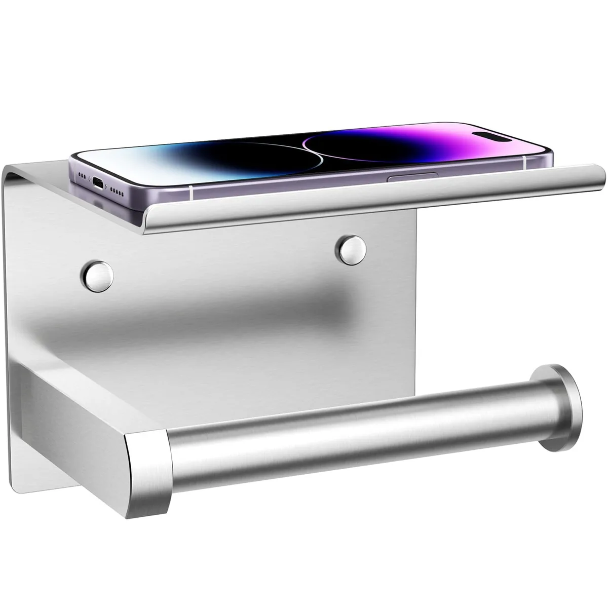 Toilet Paper Holder with Shelf Wall Mounted Stainless Steel Brushed Nickel — product photo
