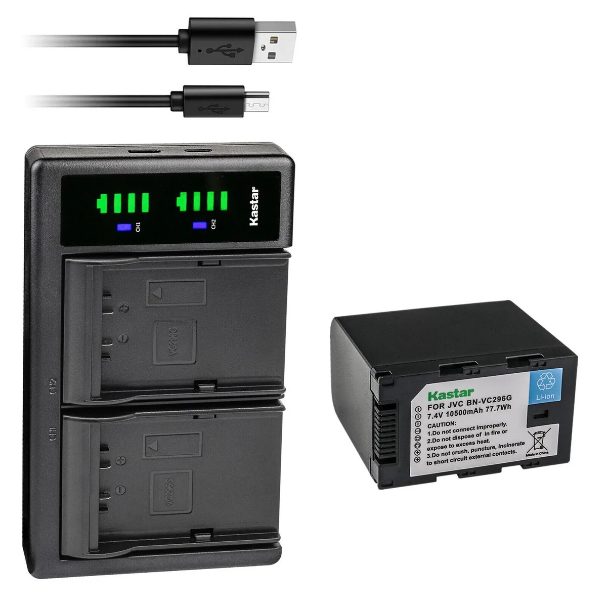 Kastar Kastar BN-VC296G 10500mAh 77.7Wh battery &amp; LTD2 dual USB charger — product photo