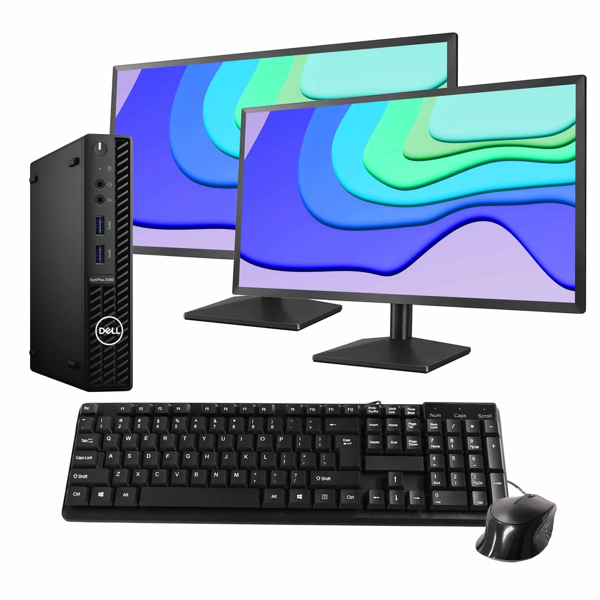 DELL DELL OptiPlex 3080 Mini PC Core i5-10500T 16GB DDR3 500GB SSD Windows 11 Pro Dual 24" Monitors — product photo