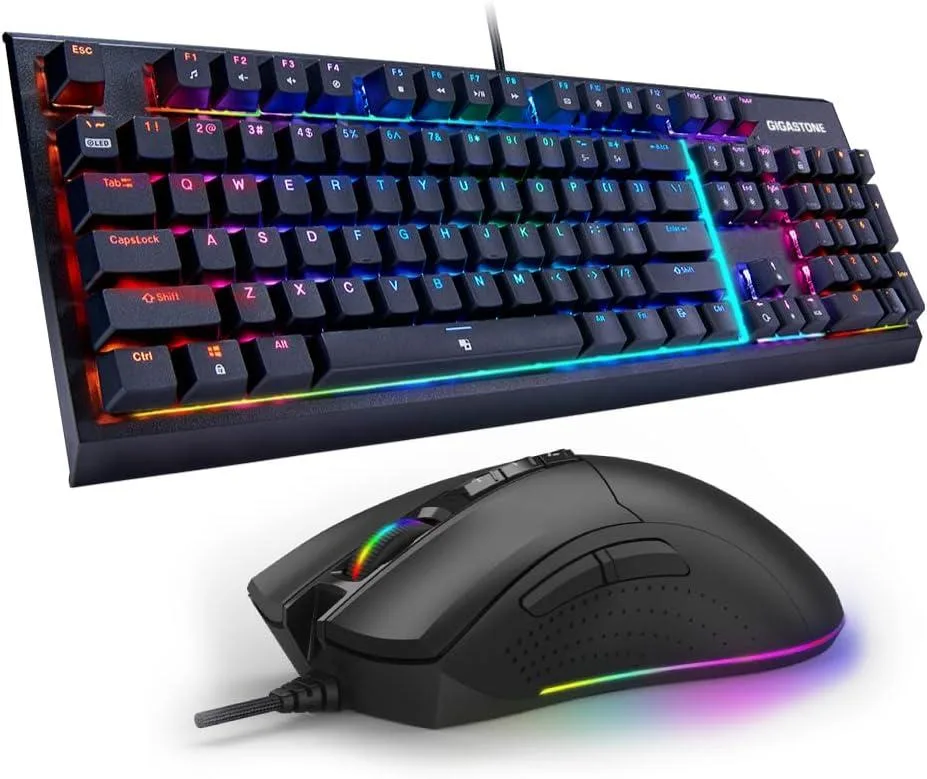 Gigastone Corporation Gigastone GKM-12 Wired Keyboard Mouse Combo Brown Switch 104 Keys 12000 DPI — product photo