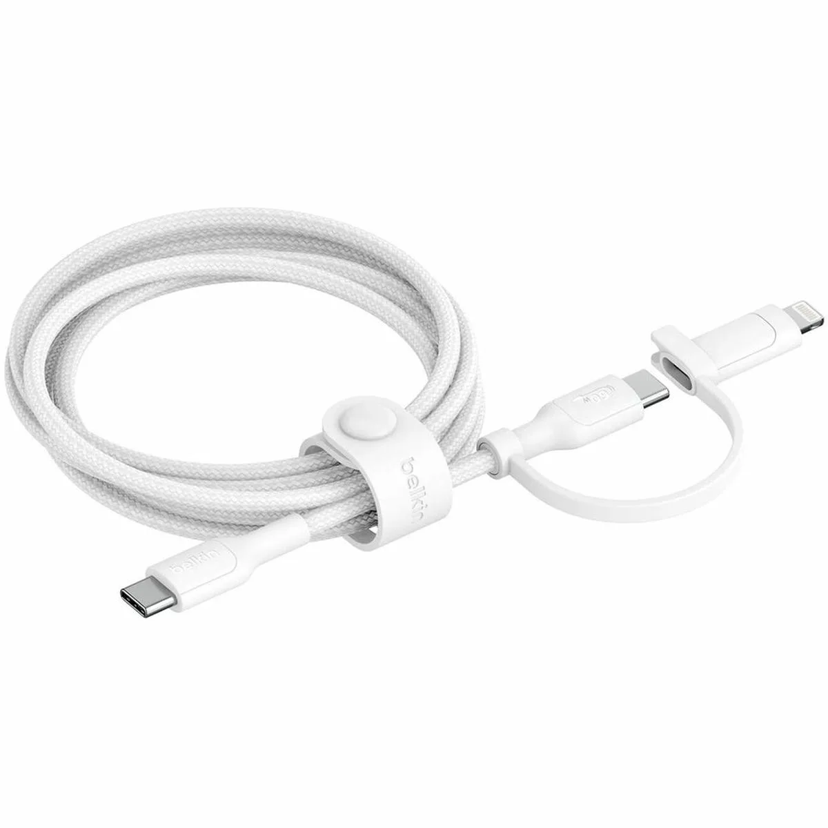 Belkin Belkin CAC003fq1.5MWH 60W 2-in-1 USB-C to USB-C and Lightning cable 1.5m white — product photo
