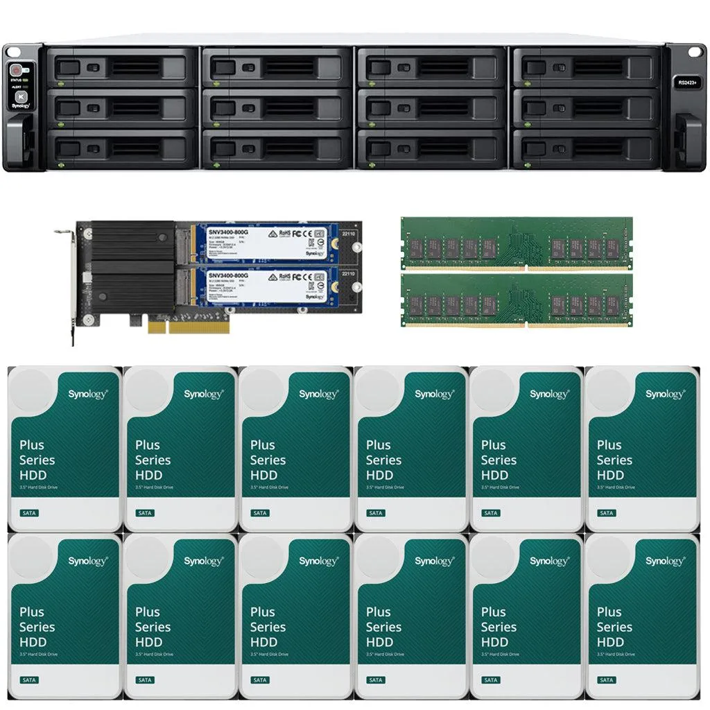 Synology Inc. Synology RS2423+ 12-Bay Rackmount NAS 32GB 48TB Plus 1.6TB Cache — product photo