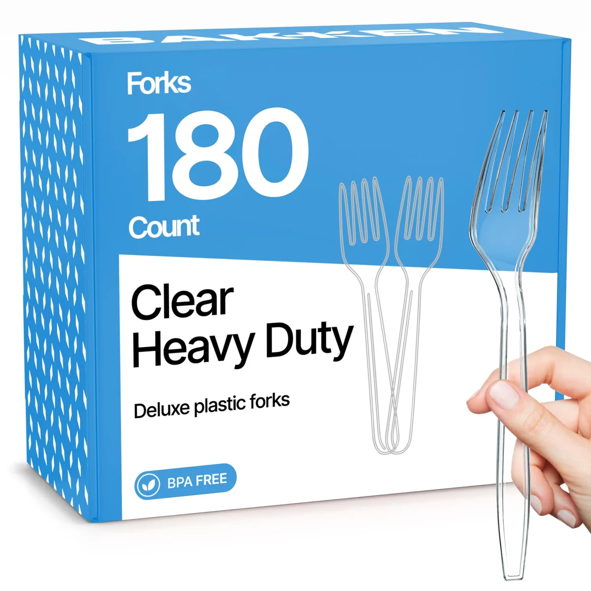 Clear plastic forks, 180 pieces in bulk packaging