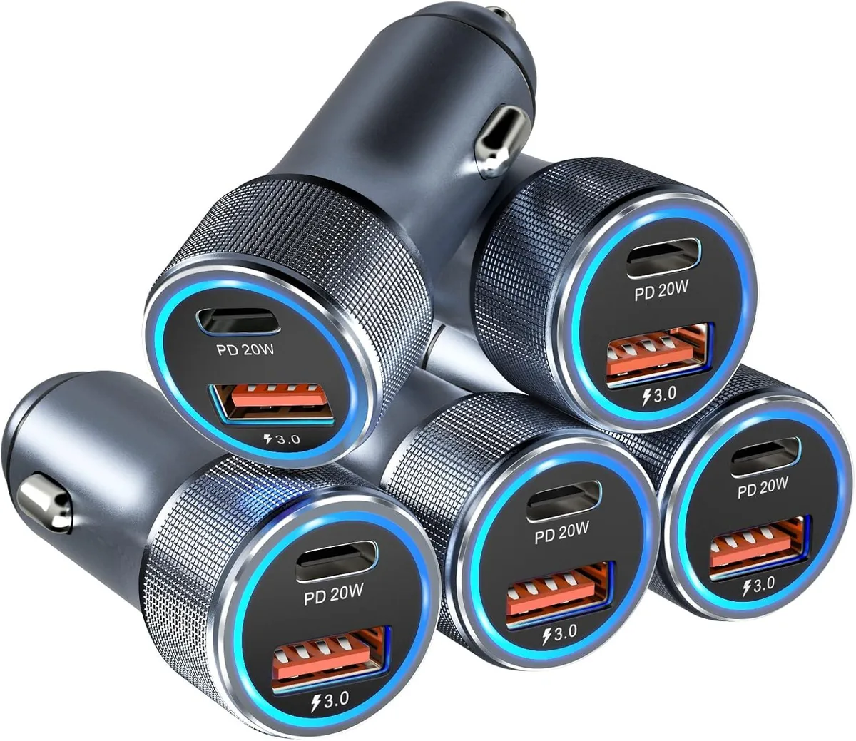 Leelbox Leelbox 5 Pack USB C Car Charger 36W Dual Port PD QC 3.0 Grey — product photo