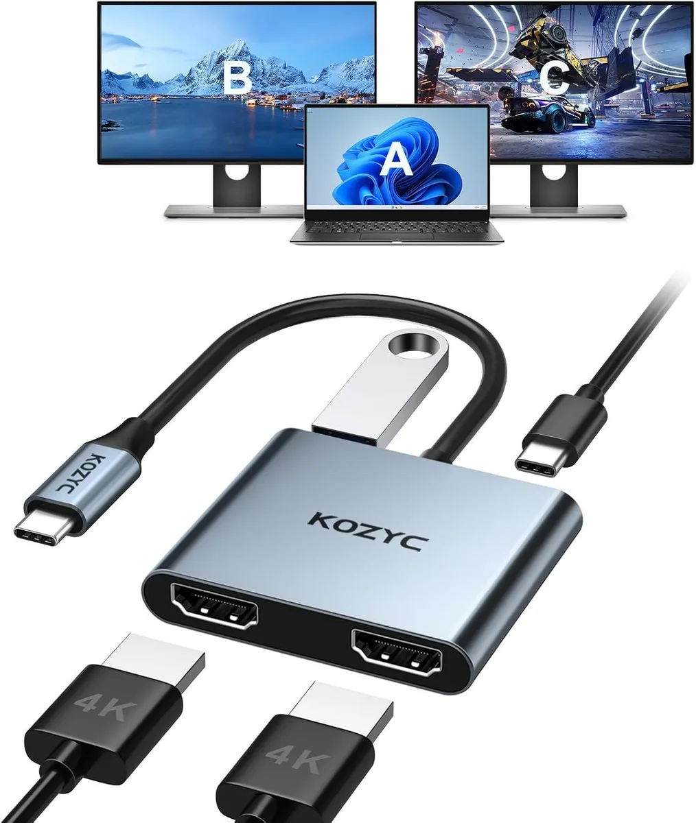 MCHOSE MCHOSE USB C Dual HDMI Adapter 4K 30Hz USB 3.0 100W PD — product photo