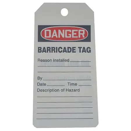 Roll of 250 rectangular white danger tags with black text