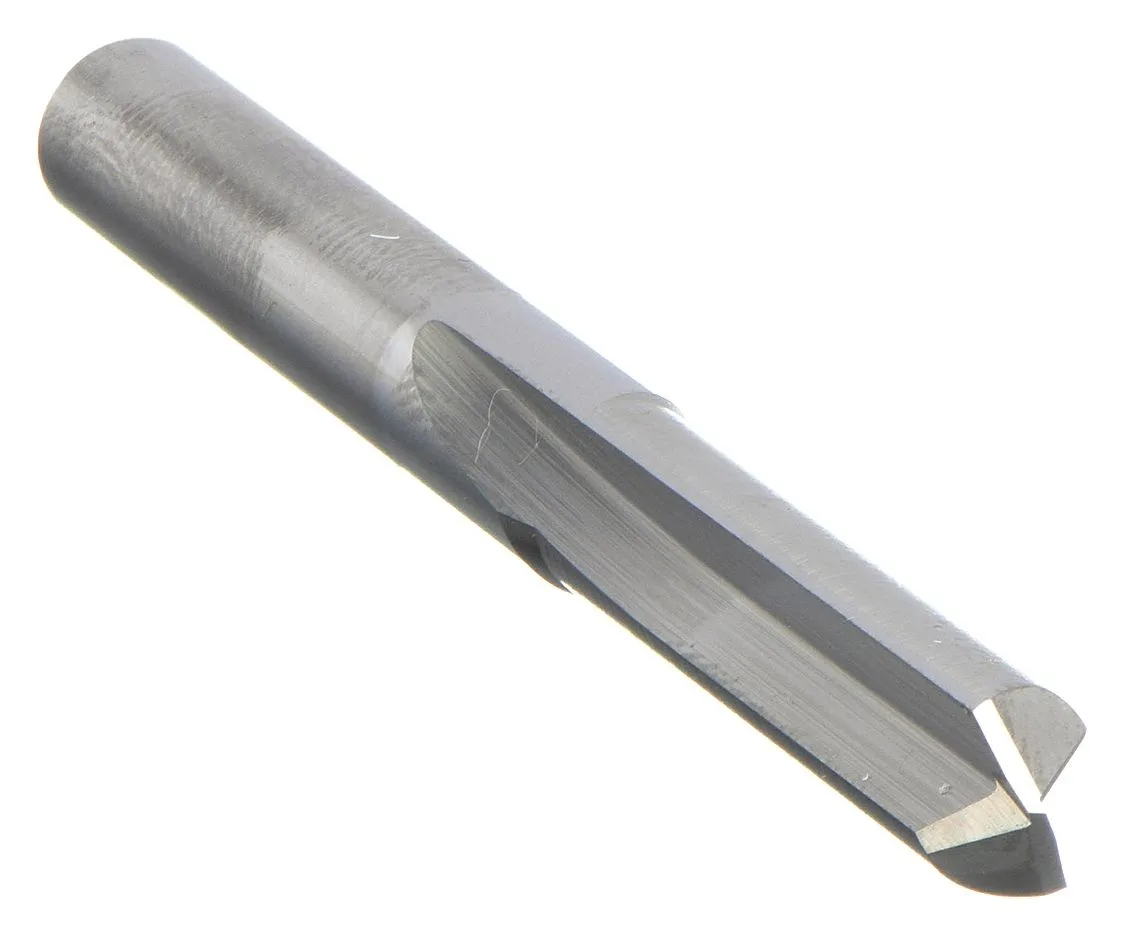 Bright uncoated solid carbide straight flute drill bit, 1/4 inch, 140 degree point