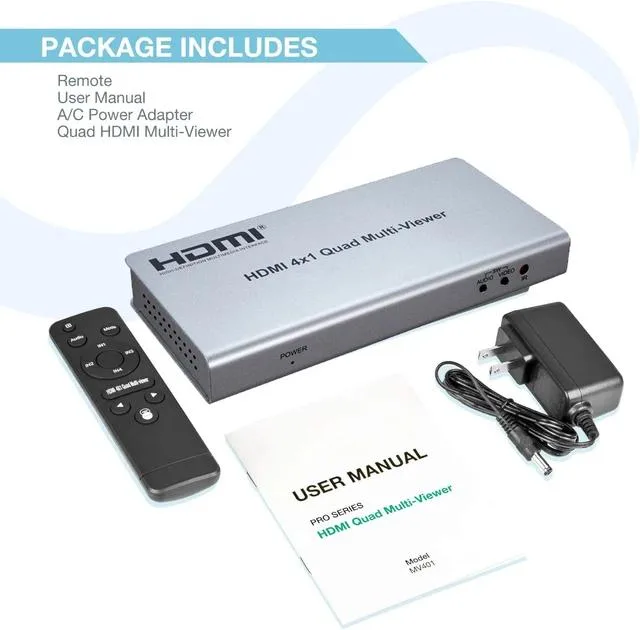 YINGHUA YINGHUA 4x1 HDMI KVM Multiviewer Quad Screen 1080P 60Hz US Plug — product photo