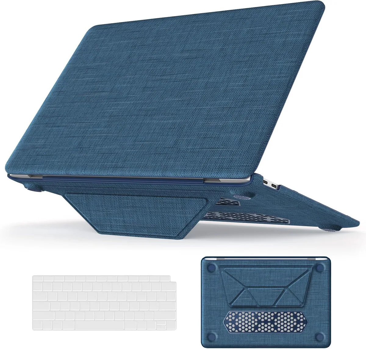 Werleo Werleo MacBook Air 13 inch Case 2018-2021 M1 A2337 A2179 A1932 Blue Fabric Kickstand Keyboard Cover — product photo