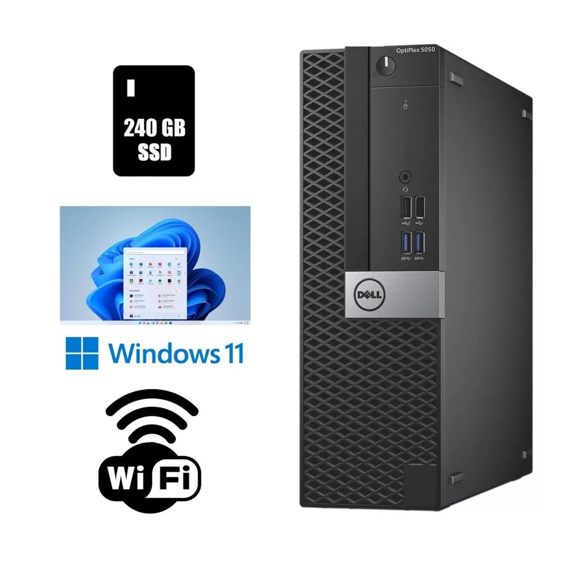 DELL DELL OptiPlex 5050 SSF i3-7100 16GB 240GB SSD Wi-Fi Windows 11 Pro desktop PC — product photo