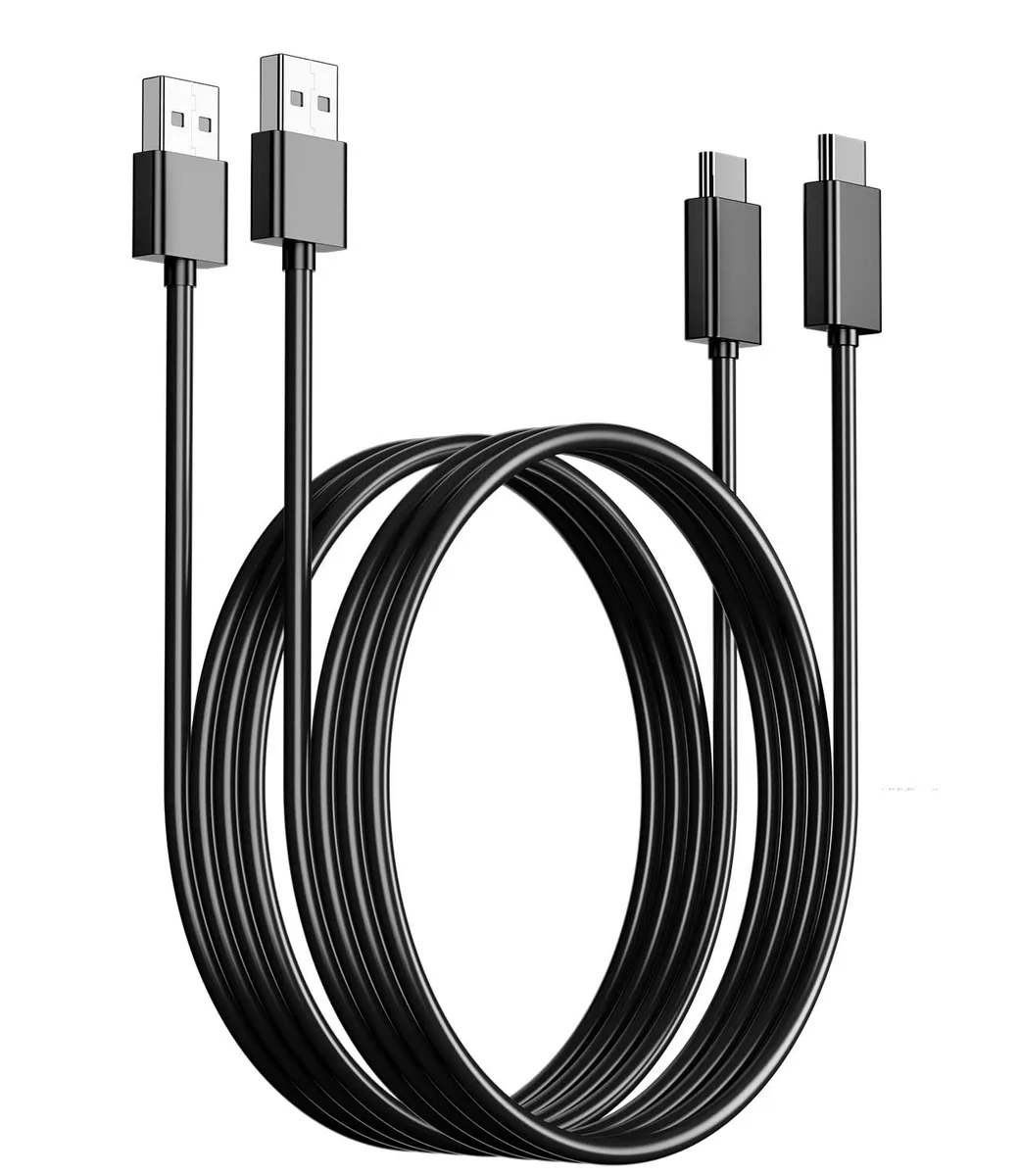 Two white USB-C charging cables coiled together, 6.6 ft each, male-to-female connectors
