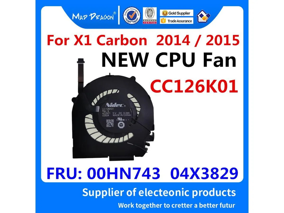 Fans Fans Laptop CPU Heatsink Fan for Lenovo ThinkPad X1 Carbon 2014 2015 00HN743 04X3829 CC126K01 — product photo