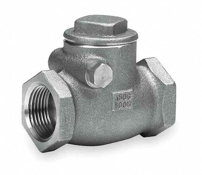 Bronze inline swing check valve, 3/4 inch FNPT connections, 2.625 inch length