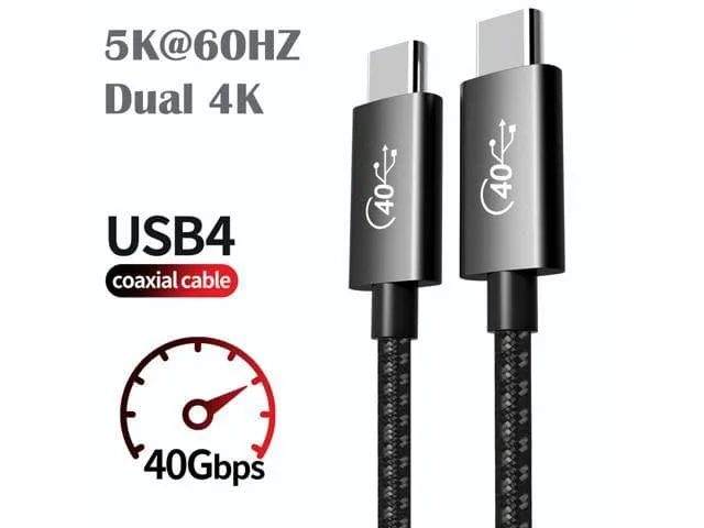 WISDUM WISDUM USB4 Cable 5ft 40Gbps 100W Dual 4K 5K@60Hz Thunderbolt 4/3 — product photo