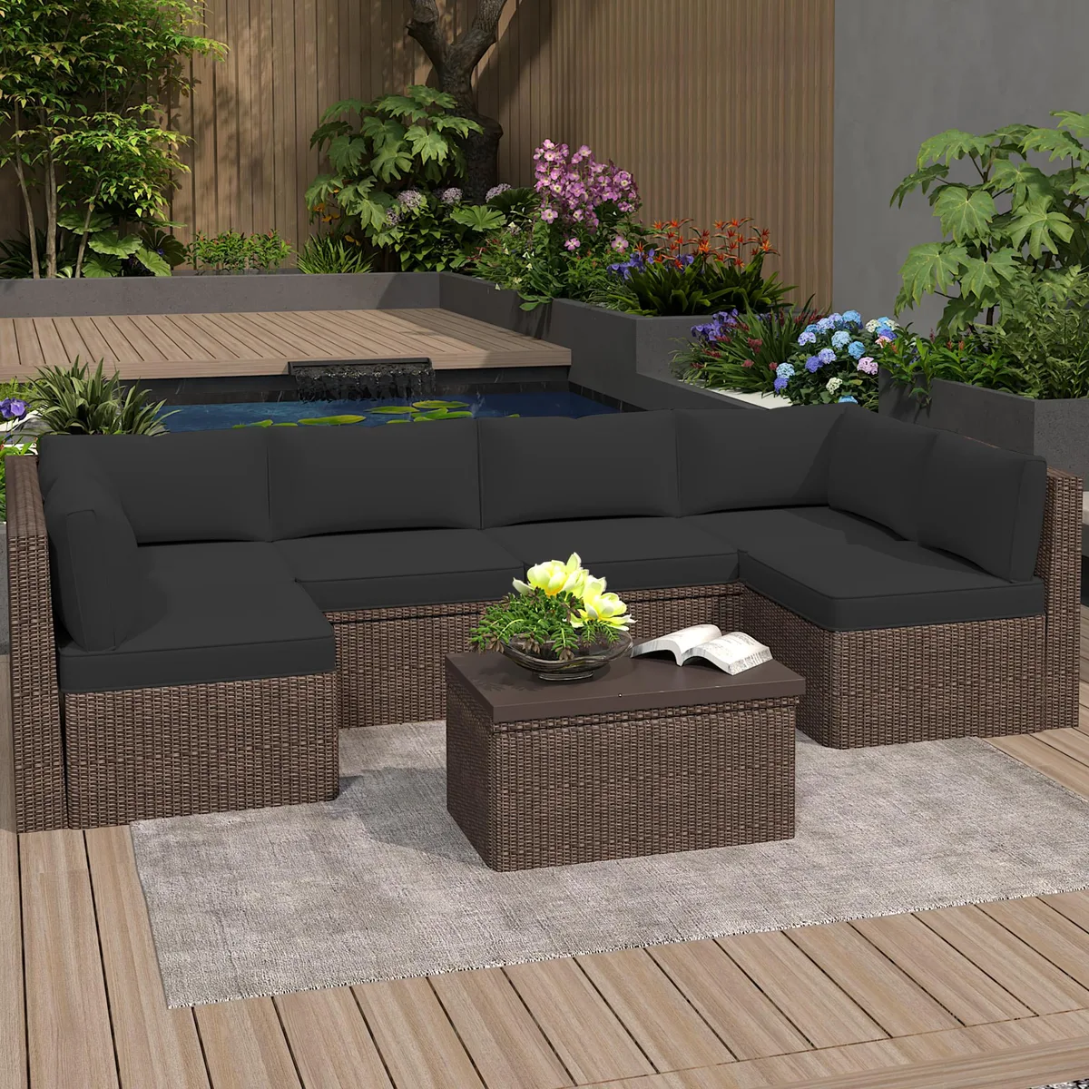 VANBOW VANBOW 14-Piece Deep Seat Replacement Cushions Black — product photo
