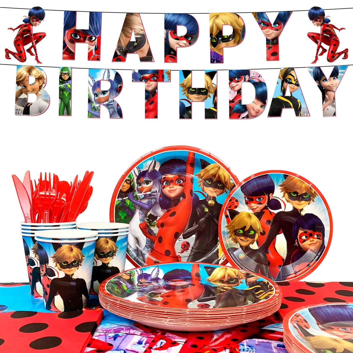 InBoxxarty InBoxxarty 114pcs Miraculous Ladybug Party Supply Set Serves 16 — product photo