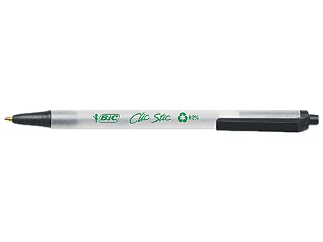 BIC BIC CSEM11BK EcoLutions Clic Stic Ballpoint Pen, Black Ink, Medium, Dozen — product photo