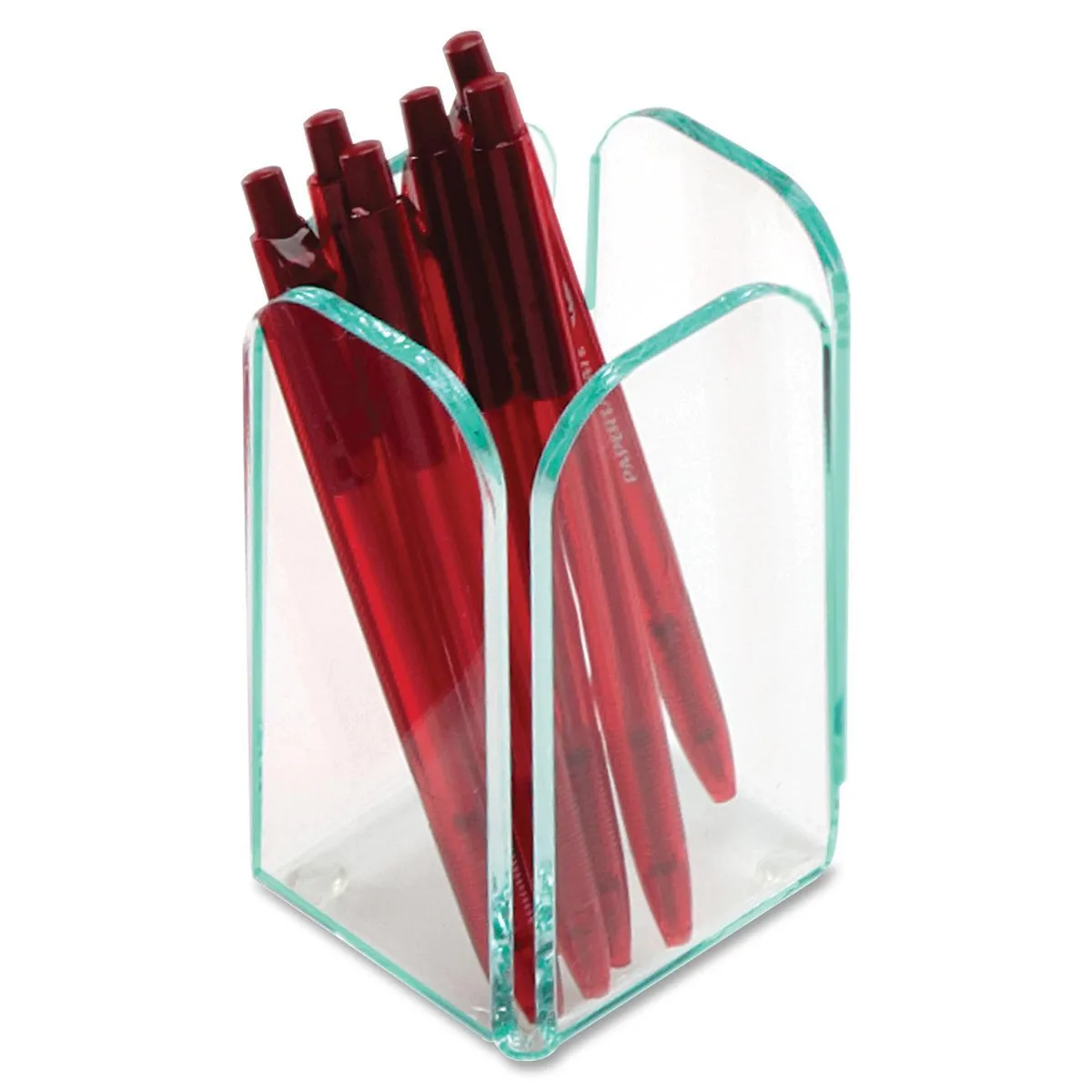 Lorell Lorell 80656 Transparent Pencil Cup Green Acrylic Office Furniture — product photo