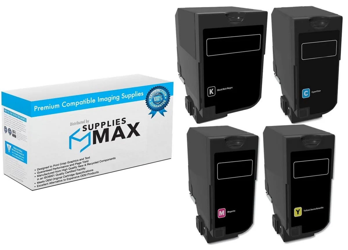 SuppliesMax SuppliesMax LEX74C1HY-COMBO toner cartridge combo pack (BK/C/M/Y) 20000 pages — product photo