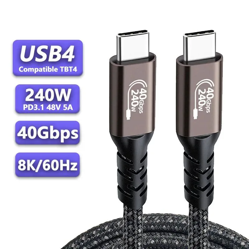 Jansicotek Jansicotek PQ001 USB4 Gen 3x2 C to C cable 5FT 40Gbps 240W 8K@60Hz Almond — product photo