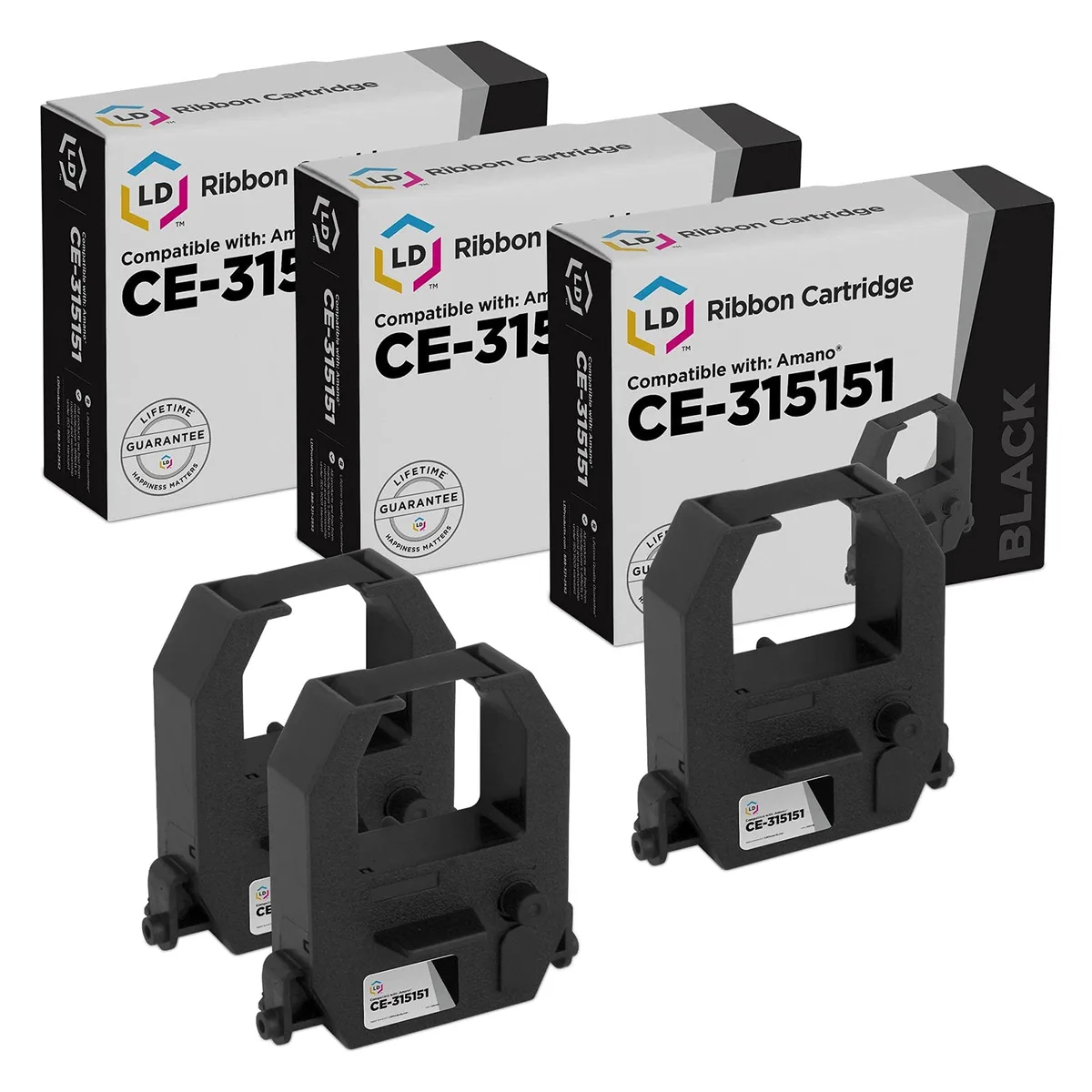 LD Products LD Products Compatible Ribbon Cartridge for Amano CE-315151 Black 3-Pack — product photo