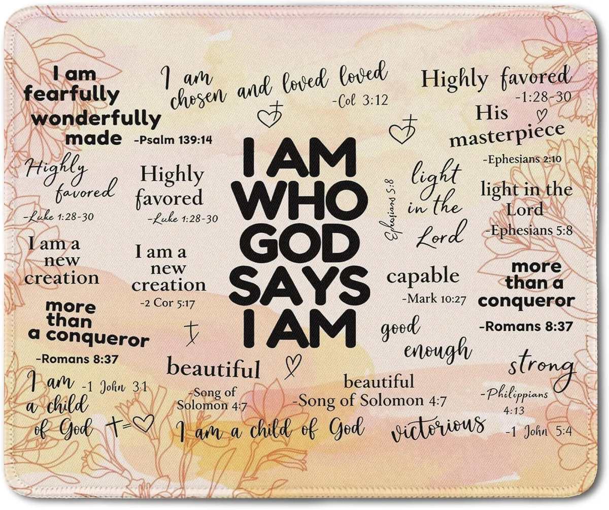 BAOFENG BAOFENG Inspirational Christian God Says I Am Mouse Pad 9.5x7.9 Inch — product photo