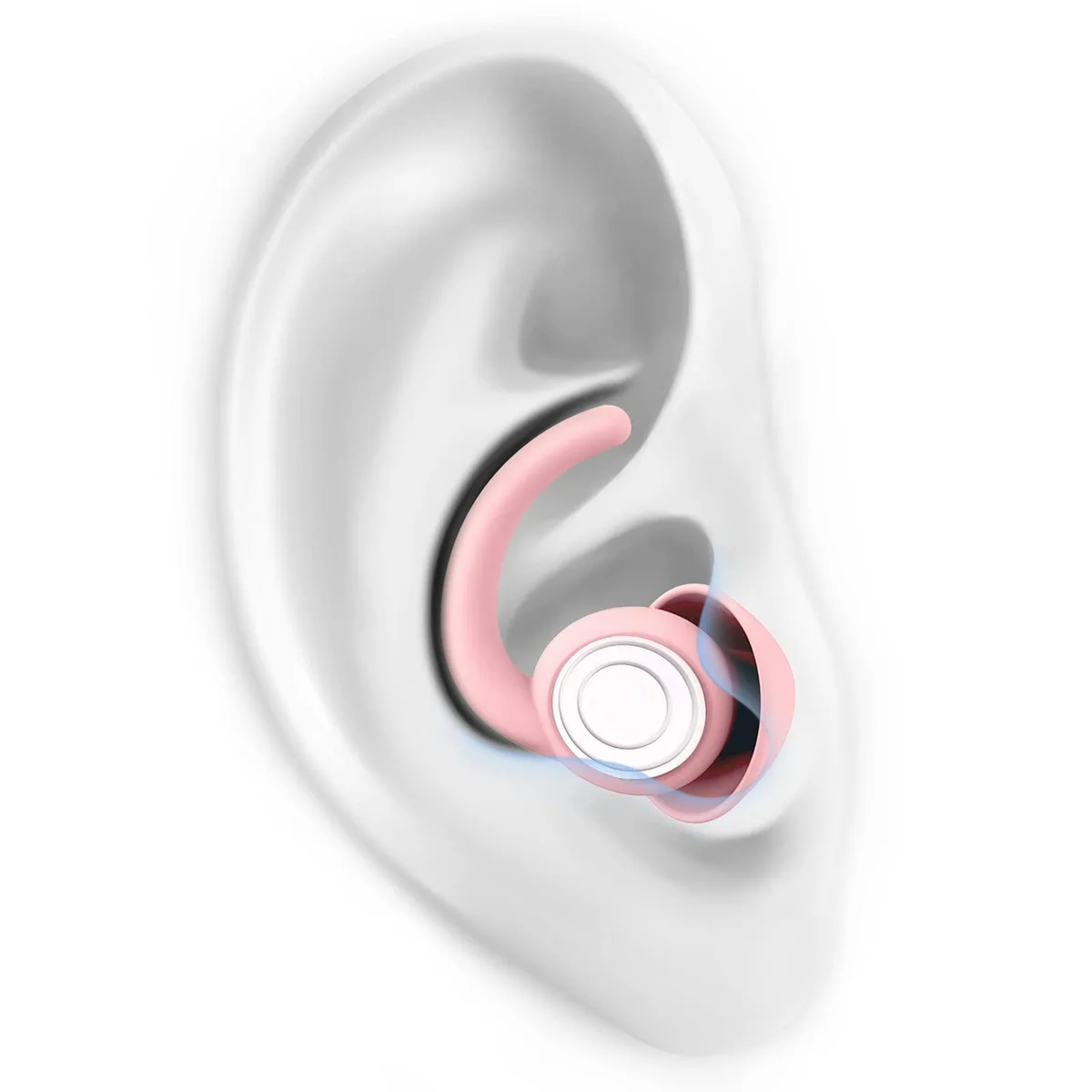 Two pairs of pink silicone earplugs in jellyfish shape, 33 dB noise reduction