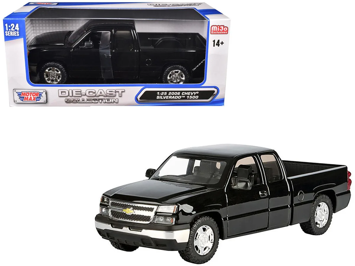 MOTORMAX MOTORMAX 2006 Chevrolet Silverado 1500 Pickup Truck Black 1/25 Die-Cast Collection hobby collectible — product photo
