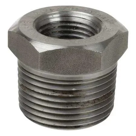 Hexagonal 316 stainless steel reducing bushing coupling with male and female NPT threads