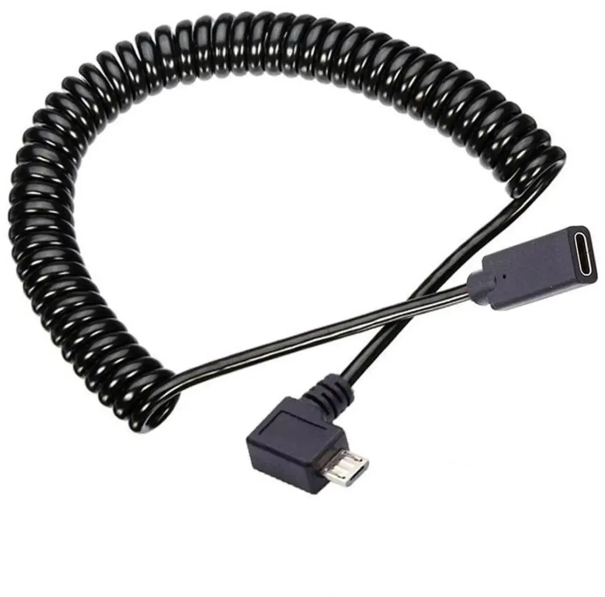 SMUGDESK SMUGDESK Micro USB Male to USB-C Female Coiled Stretch Cable USB 2.0 — product photo