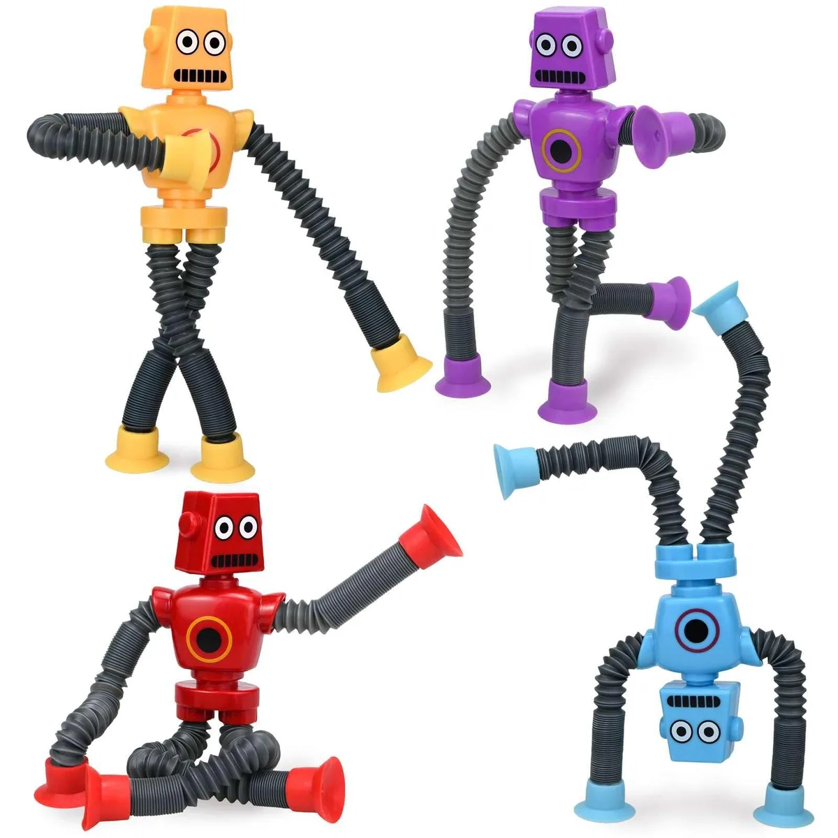 Telescopic Suction Cup Robot Toys 4 Pack — product photo