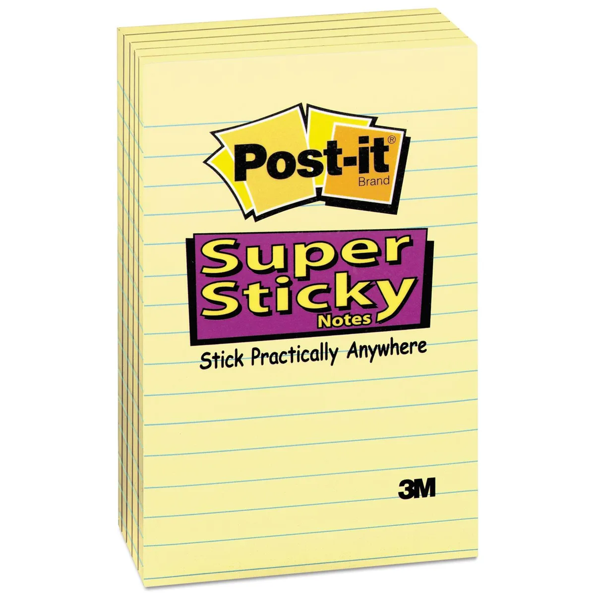 3M 3M 6605SSCY Super Sticky Notes Canary Yellow 5 Pack 90 Sheets — product photo