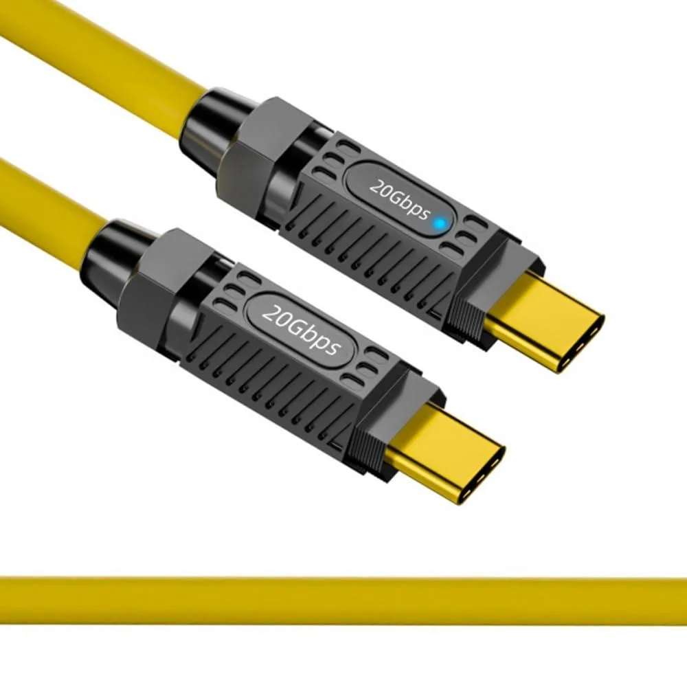 Short 20 cm USB-C male-to-male cable, ultra-soft matte finish, 4.8 mm diameter