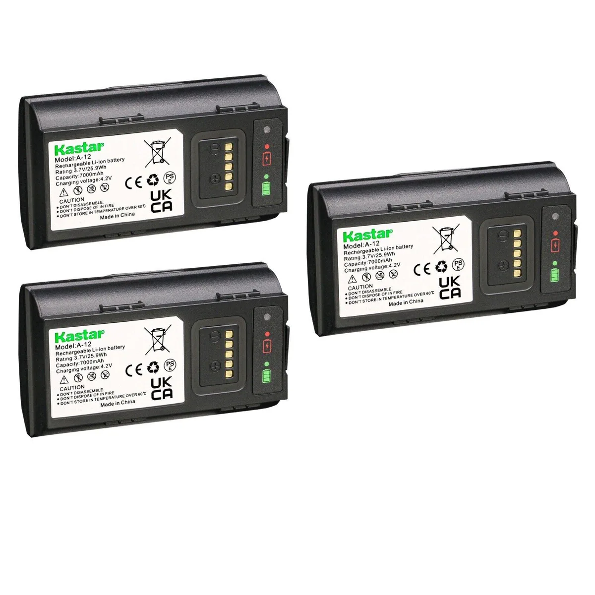 Kastar Kastar A-12 3-Pack 3.7V 7000mAh Camera Battery — product photo