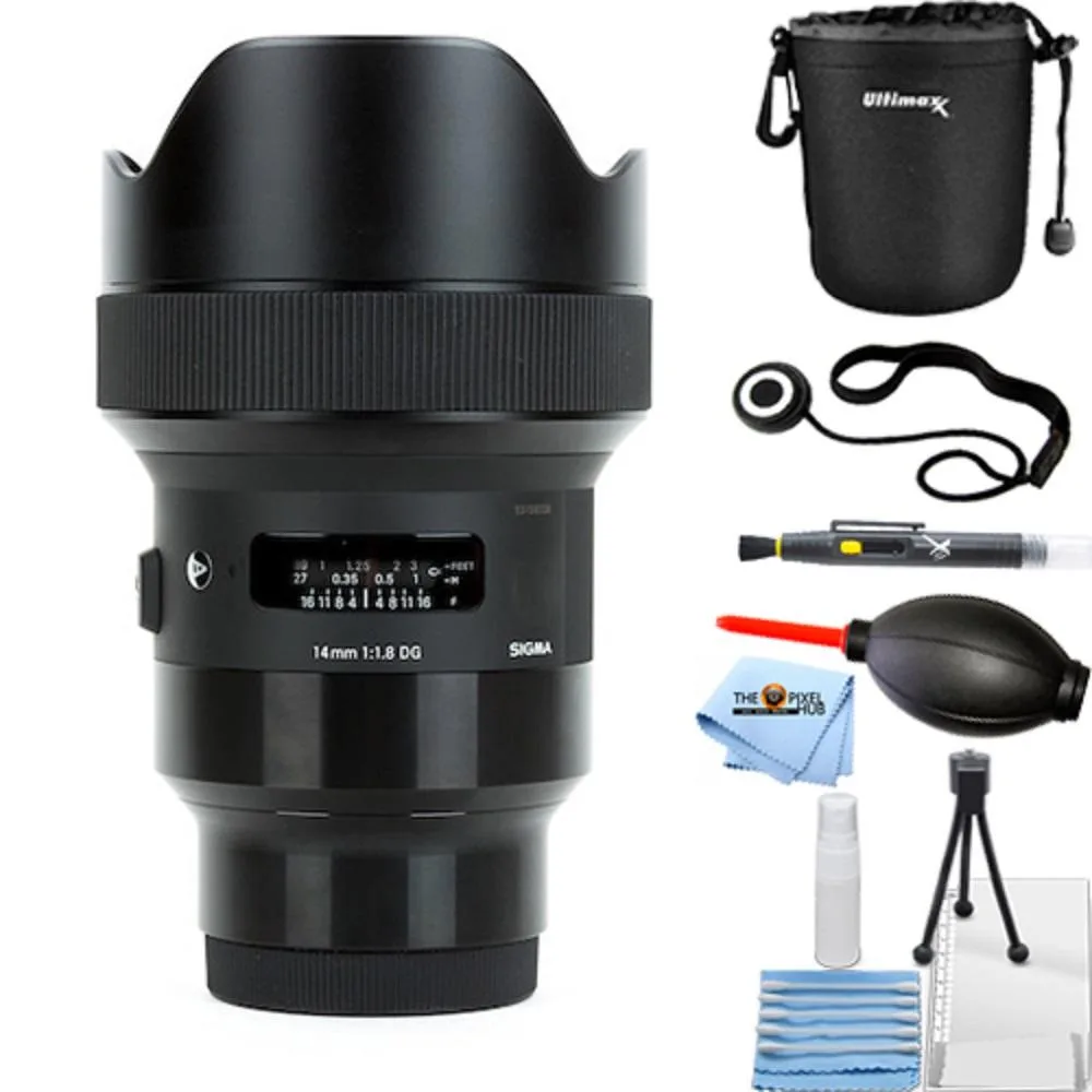 SIGMA SIGMA 14mm f/1.8 DG HSM Art Lens for Sony E 450965 - Essential Lens Pouch Bundle camera lens — product photo